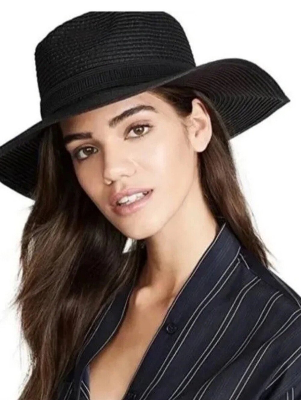 Black Wide Brim Women's Sun Hat
